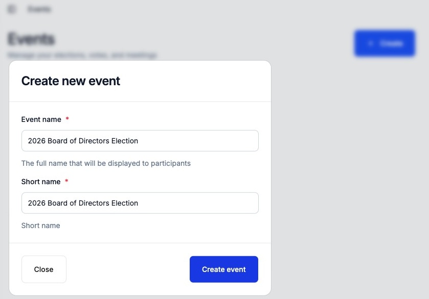 Create new event
