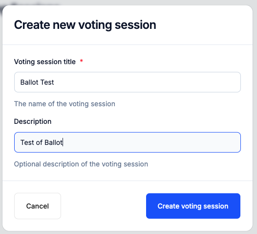 Create new voting session